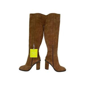 Gianni Bini Barrine Suede Over The Knee Block Heel Boots US 8.5 M Brown Tall